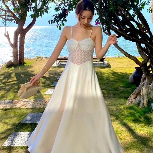 Spaghetti Satin A Line Dress - Picture 4 of 5